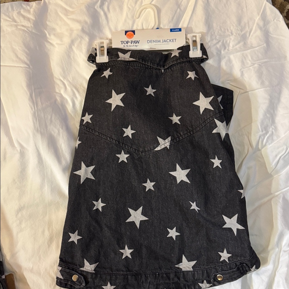 Top Paw Black Denim with White Stars XL